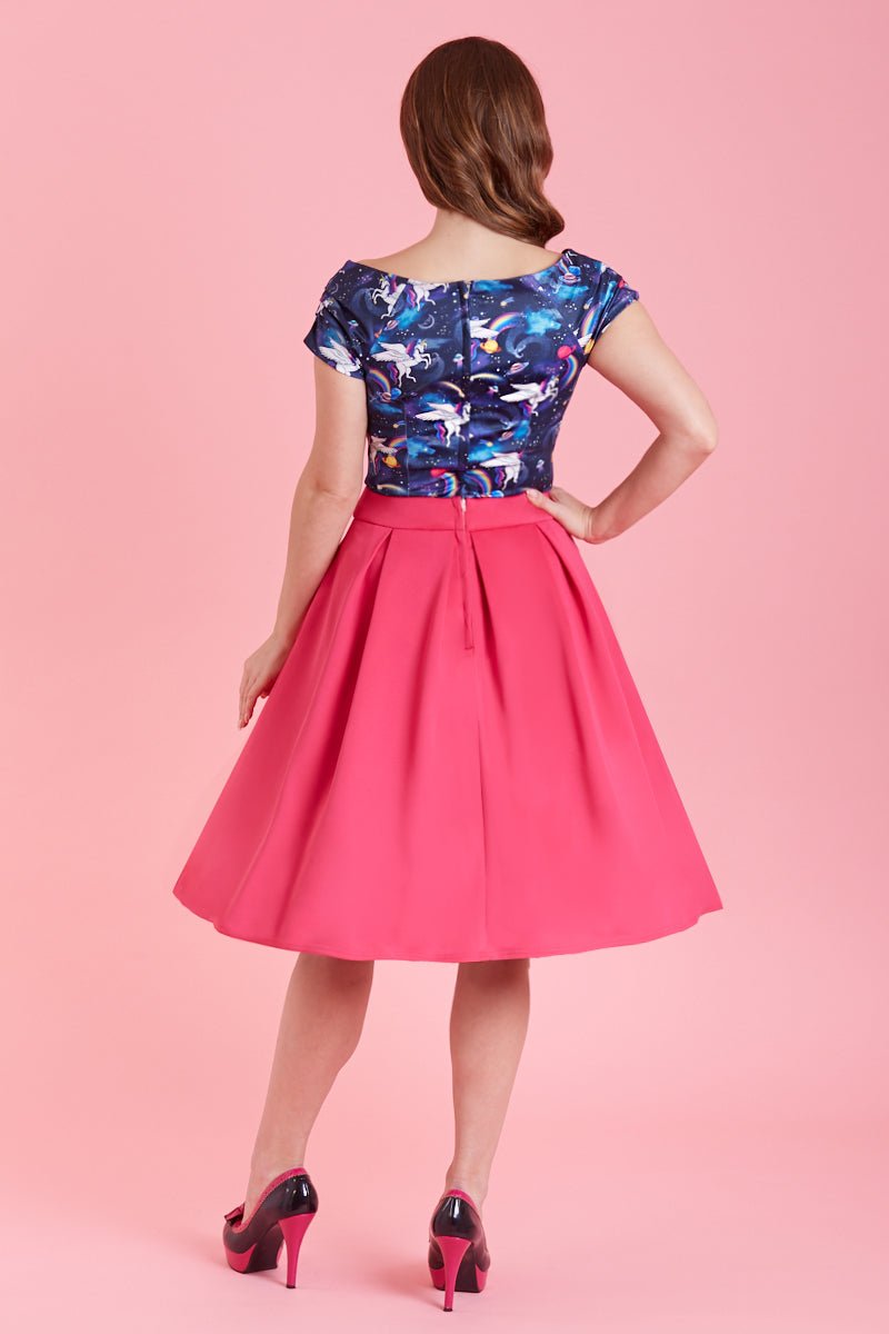 Lilian Off Shoulder Blue Unicorn Top