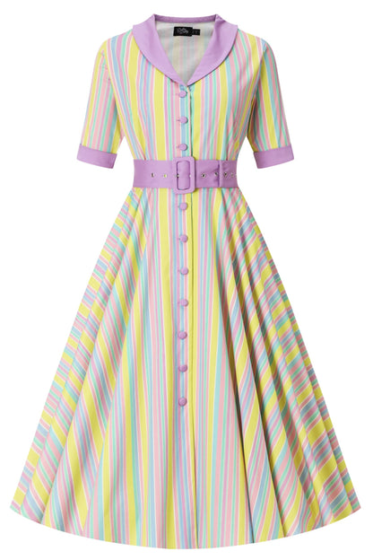 Mollie Lilac Striped Full Circle Shirt Dress