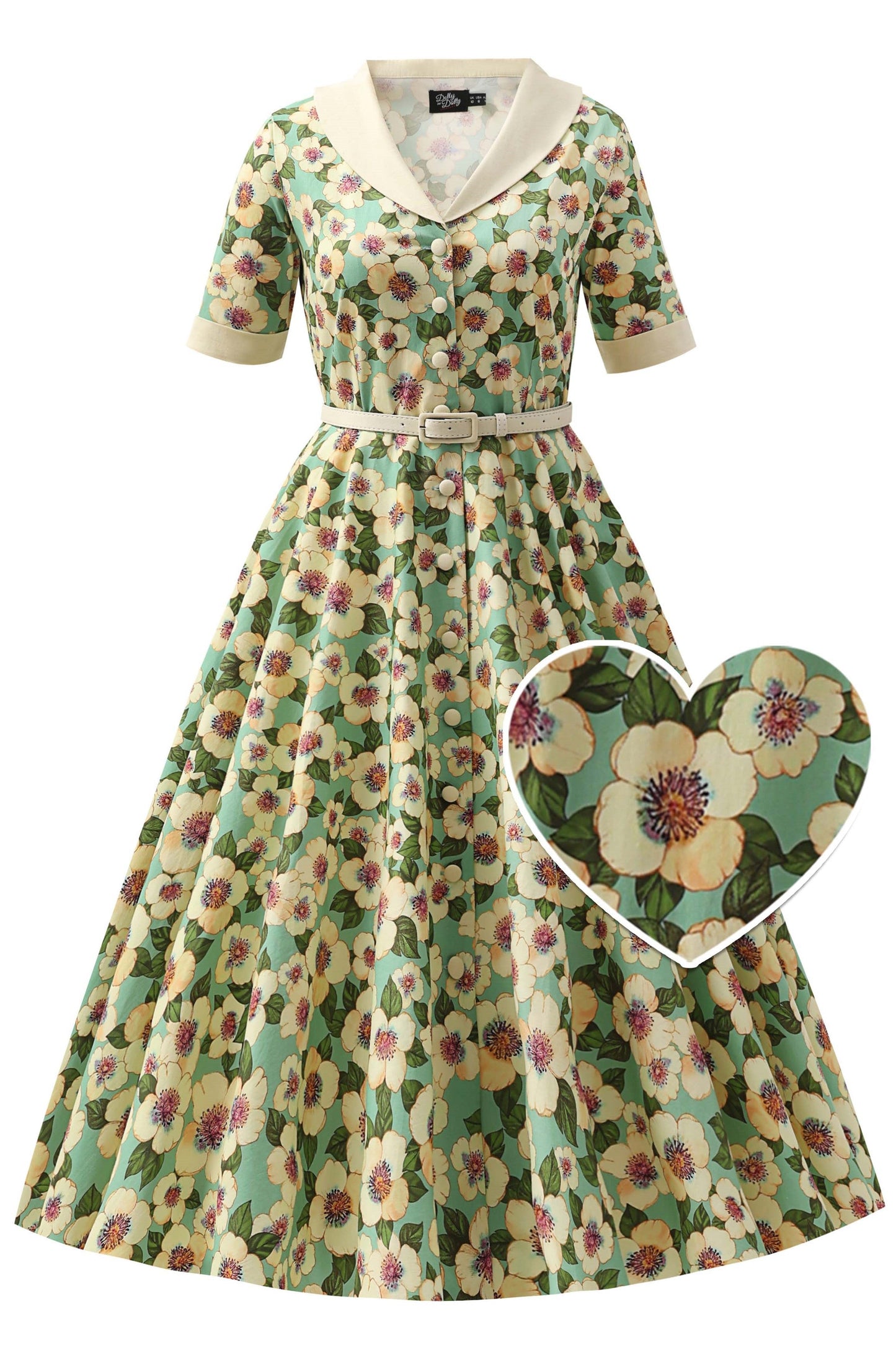 Mollie Teal Blossom Full Circle Shirt Dress