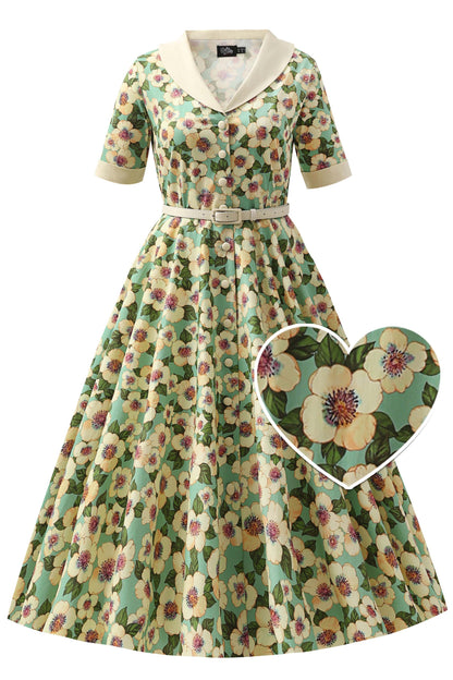 Mollie Teal Blossom Full Circle Shirt Dress