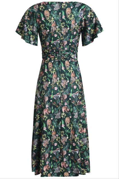 Donna Crossover Koala & Sloth Casual Dress