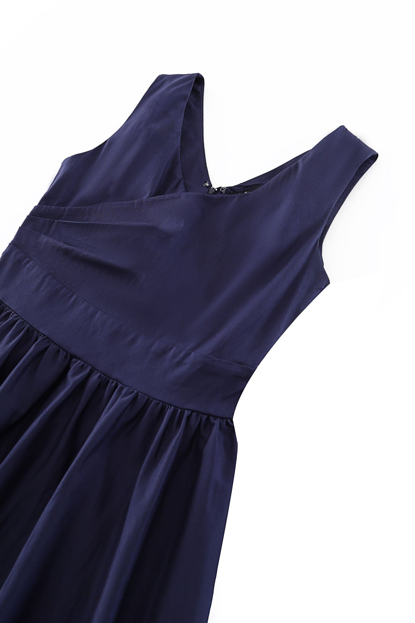 May Navy Blue V-Neck Swing Dress