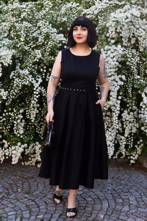Helen Black Cotton Midi Dress