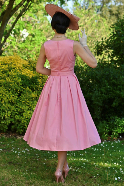 Helen Light Pink Cotton Midi Dress
