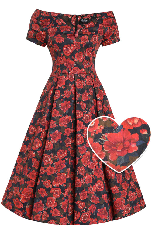 Lily Black Rose Off Shoulder Dress