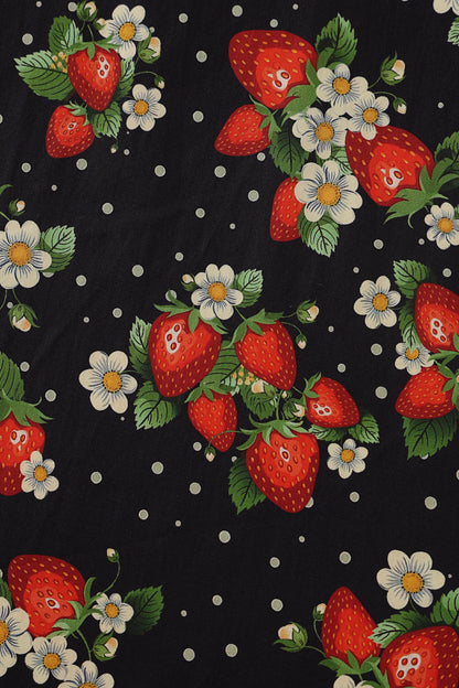Ophelia Black Strawberry Midi Dress