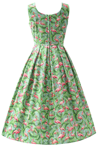 Ophelia Flamingo Midi Dress In Blue