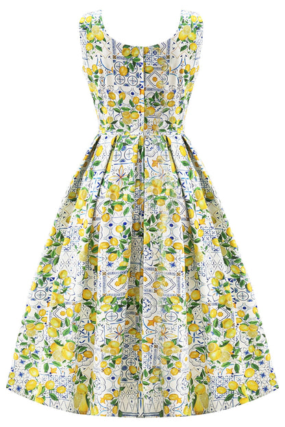 Ophelia Mediterranean Lemon Midi Dress