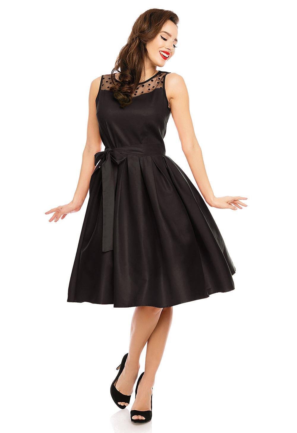 Elizabeth Vintage Style Mesh Party Dress in Black