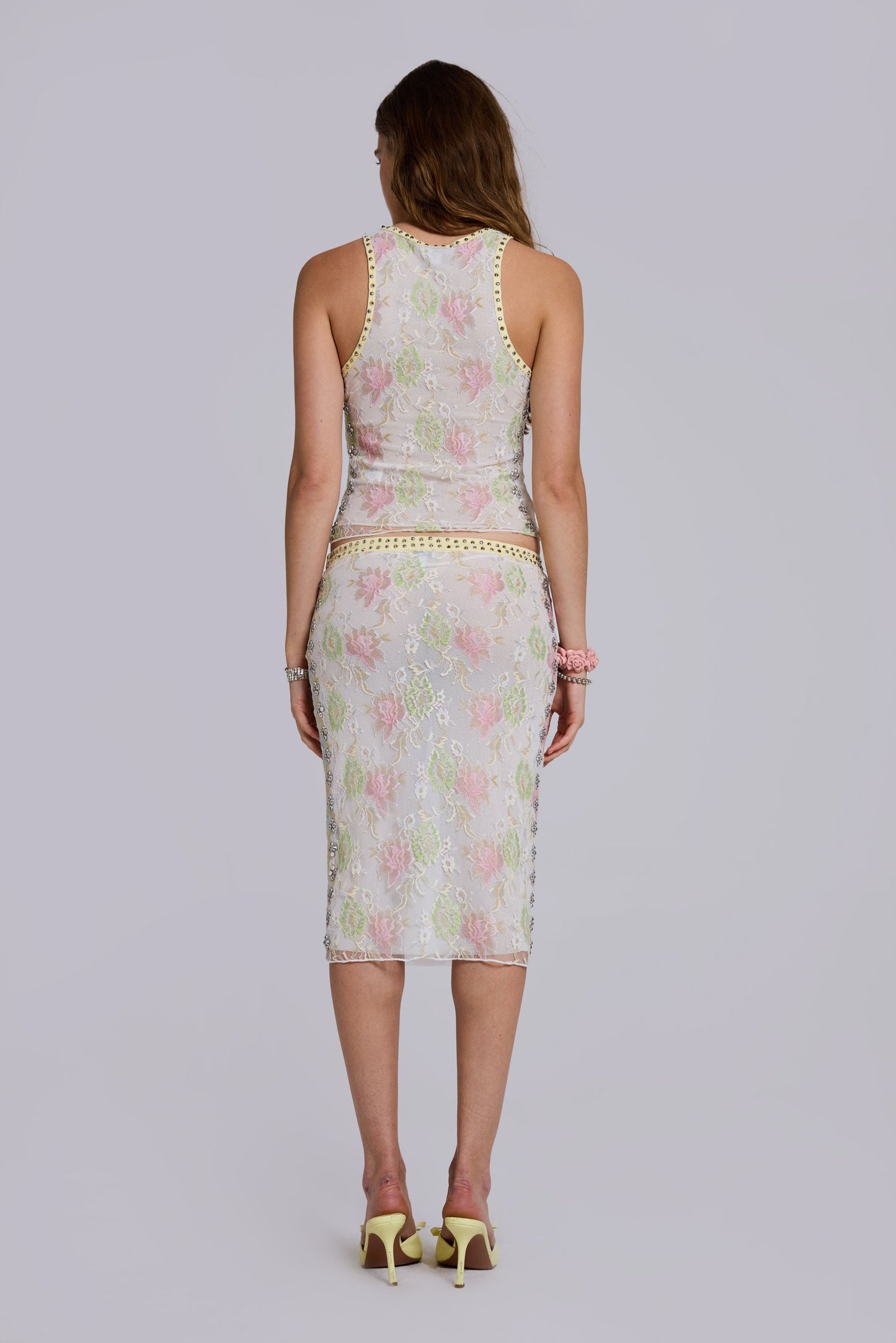 Fioretta Studded Lace Midi Skirt