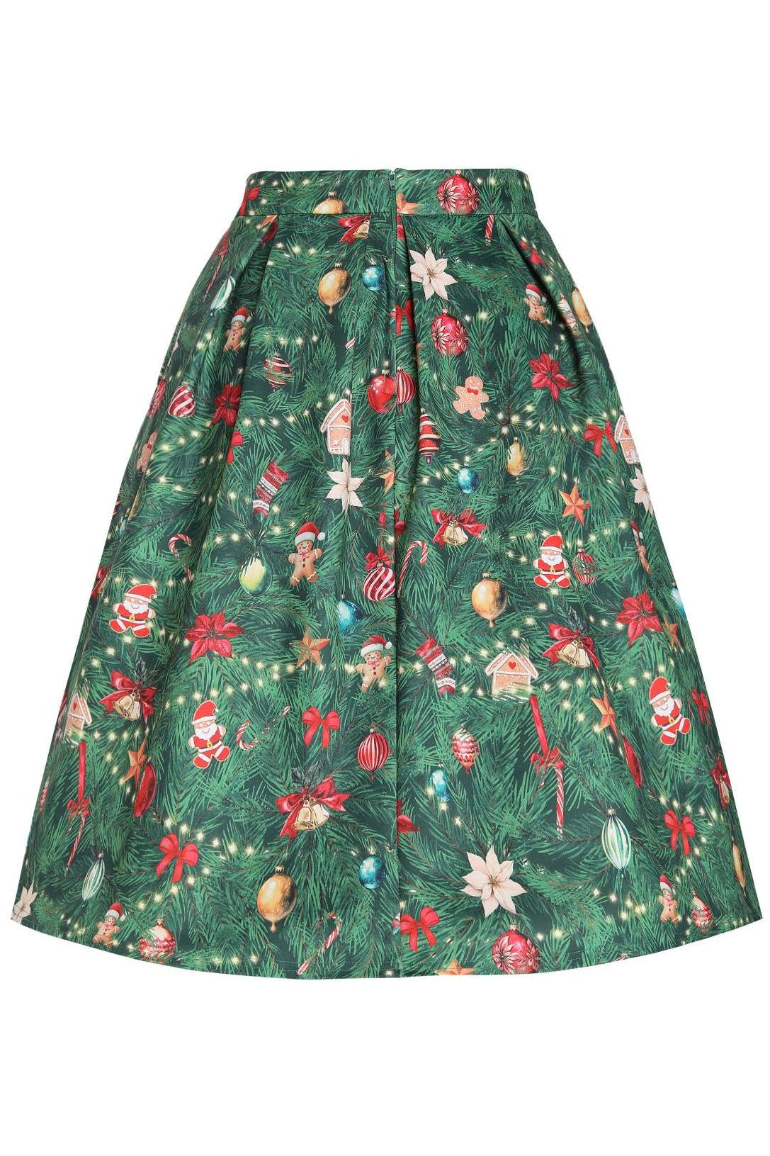 Aisley Green Christmas Tree Decorations Midi Skirt
