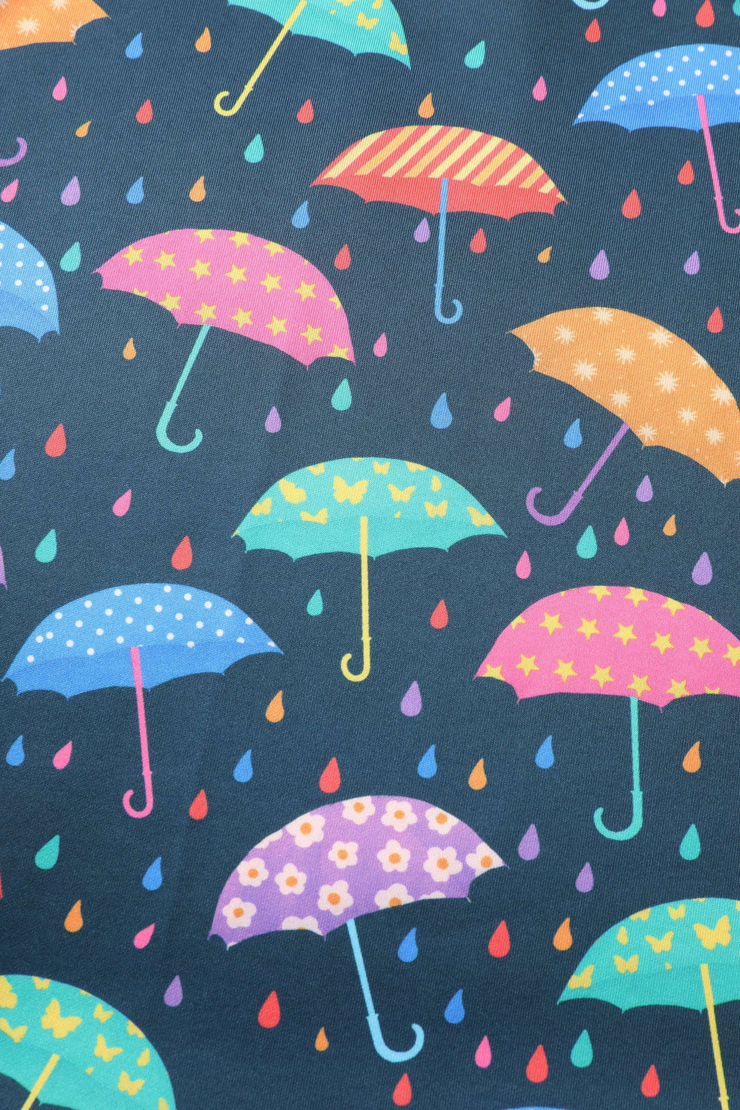 Aisley Blue Rainy Day Umbrellas Midi Skirt