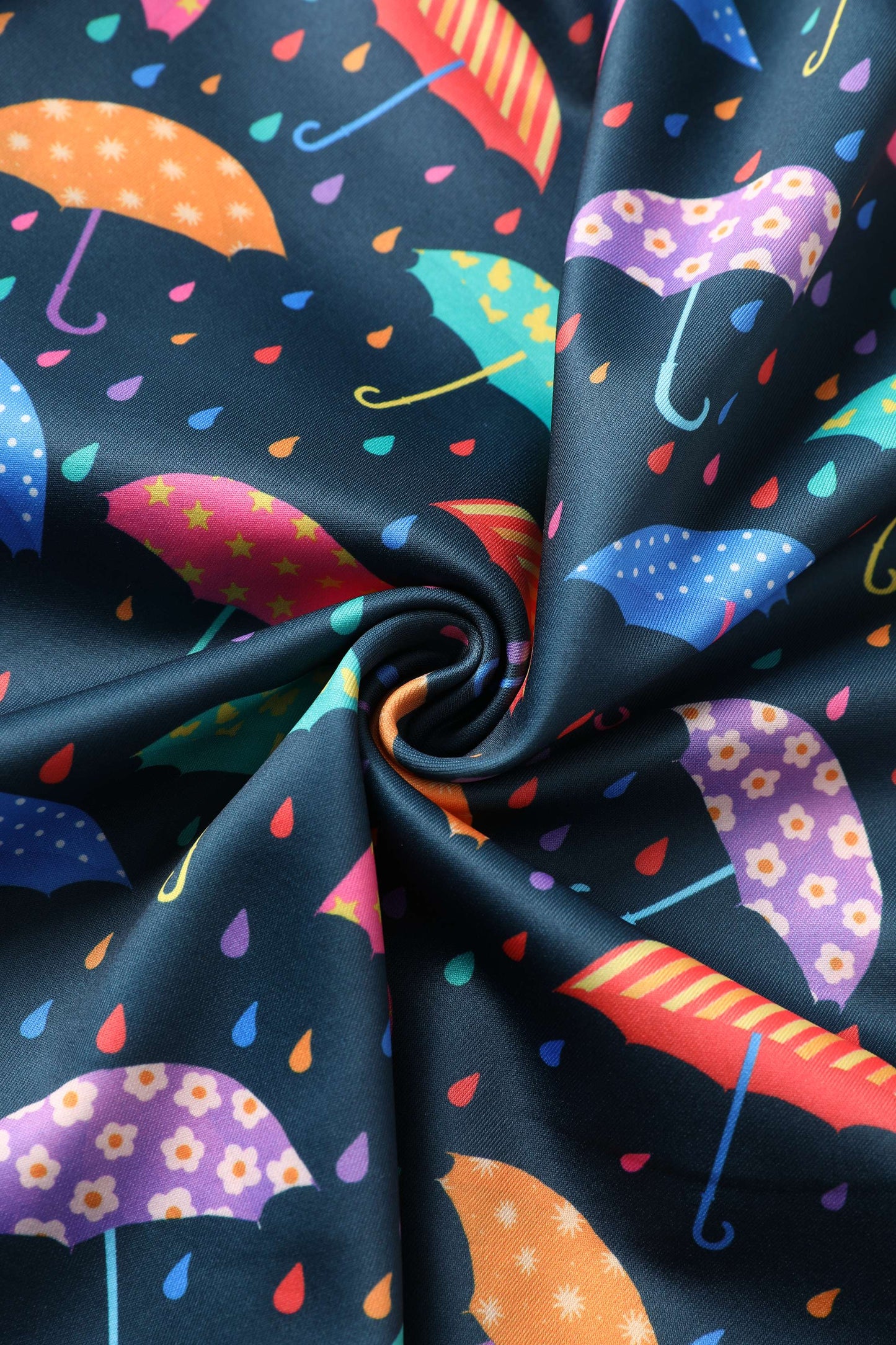 Aisley Blue Rainy Day Umbrellas Midi Skirt