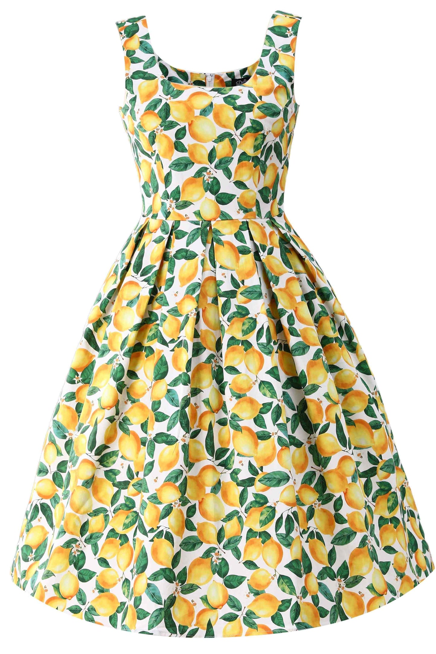 Amanda Lemon Flared Dress In White