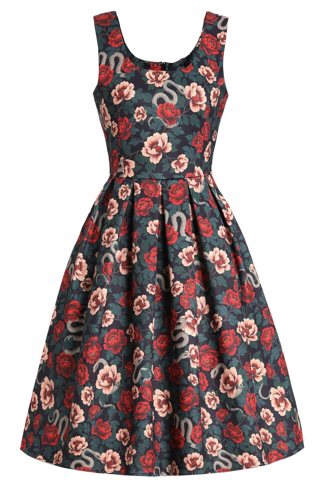 Amanda Rockabilly Rose & Snake Print Dress