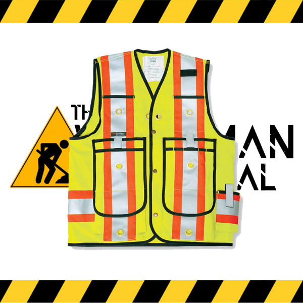 Big K hi-end surveyor safety vests in lime.