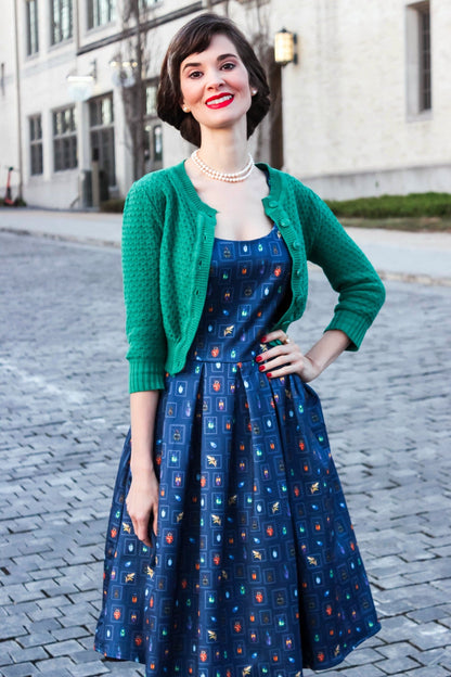 Amanda Navy Blue Bug Swing Dress