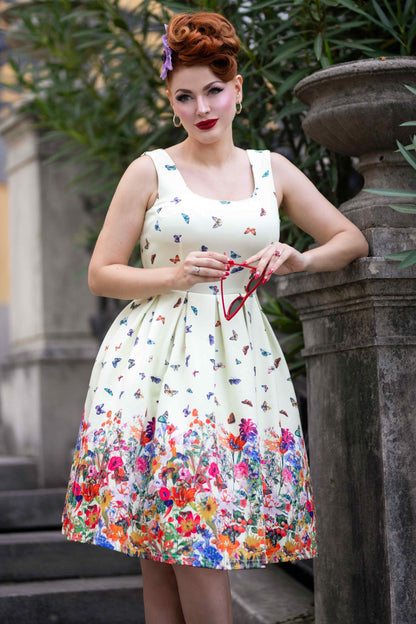 Amanda Butterfly Garden Flared Dress