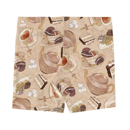 Latte kawaii Café shorts with heart-shaped teacups and sugar cubes