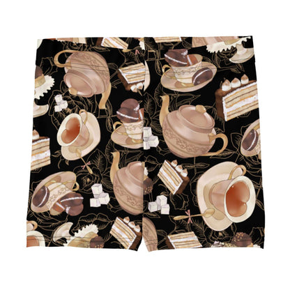 Latte kawaii Café shorts with heart-shaped teacups and tiramisu cake