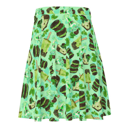Choco Mint kawaii skater skirt in mint with layered mint parfaits and chocolate-dipped mint squares