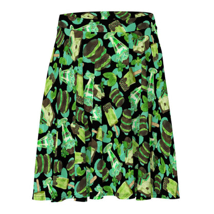 Choco Mint kawaii skater skirt in mint with chocolate-dipped popsicles and fresh mint leaves