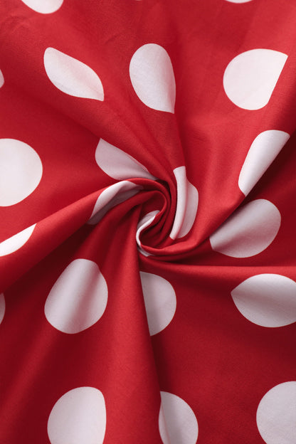 Helen Cotton Midi Dress In Red Spot Print