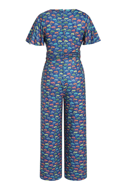 Esther Colourful Chameleon Jumpsuit In Blue