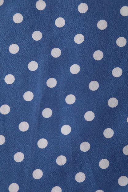 May Crossover Bust Blue and White Polka Dot Dress