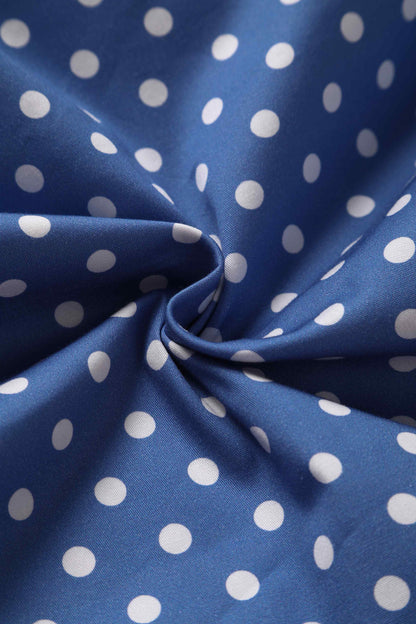 May Crossover Bust Blue and White Polka Dot Dress