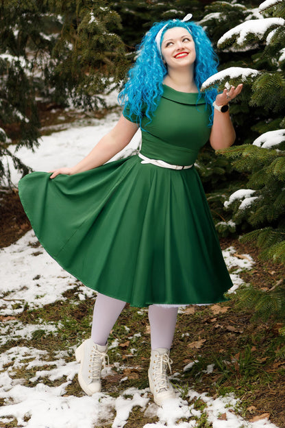 Darlene Green Roll Collar Circle Dress