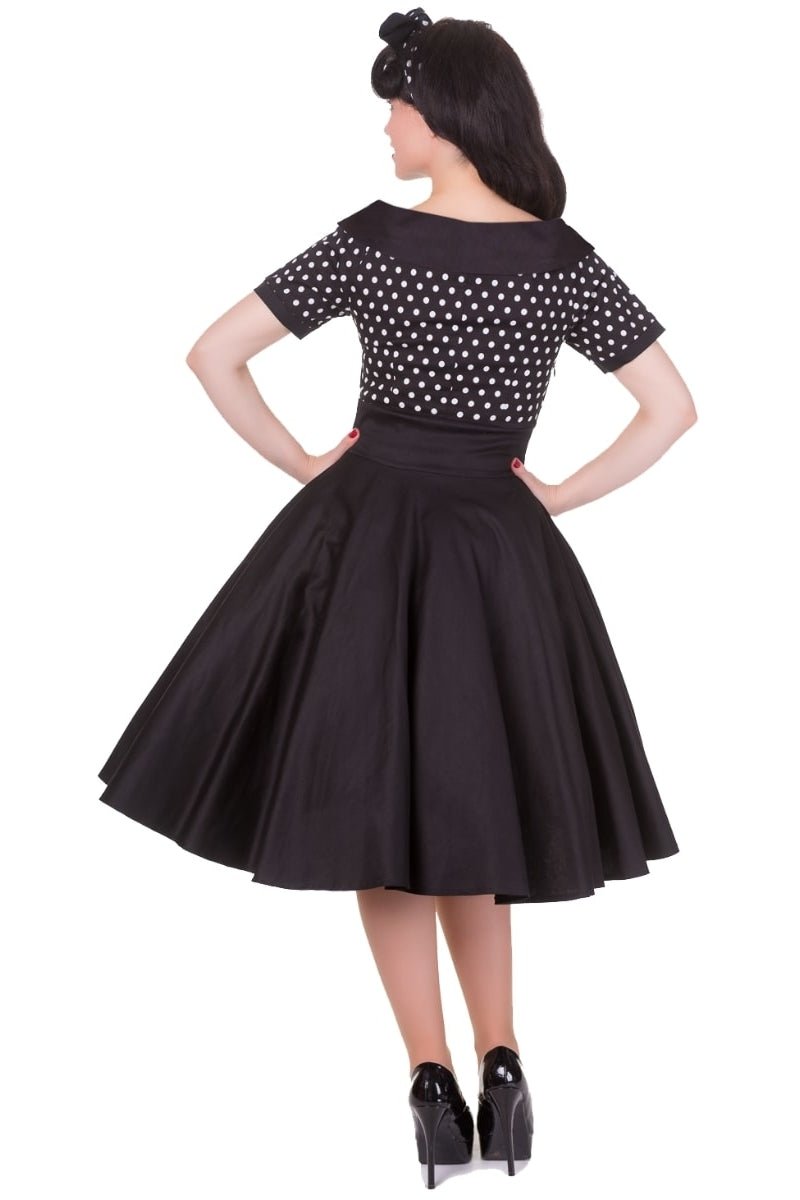Darlene Black and White Polka Dot Swing Dress