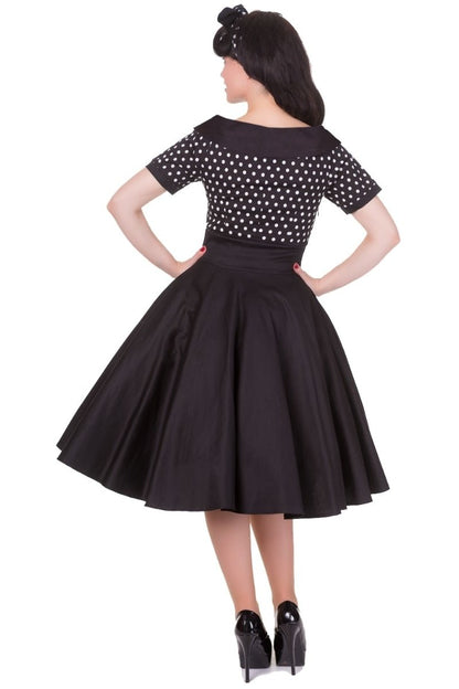 Darlene Black and White Polka Dot Swing Dress