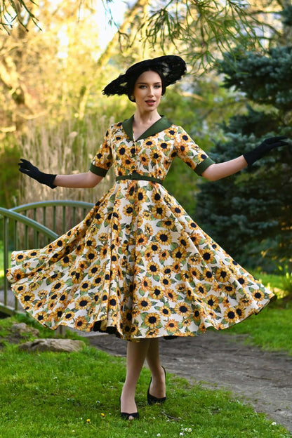 Mollie Sunflower Full Circle Shirt Dress