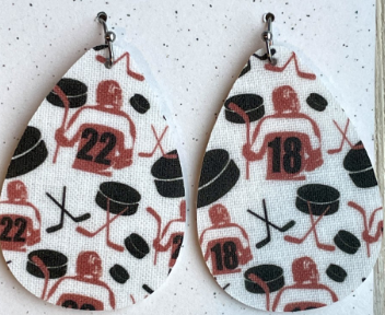 FHS GIRLS HOCKEY CUSTOM PLAYER # DANGLE EARRINGS