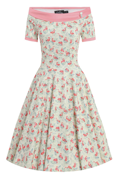 Darlene Pink Flamingo Off Shoulder Dress