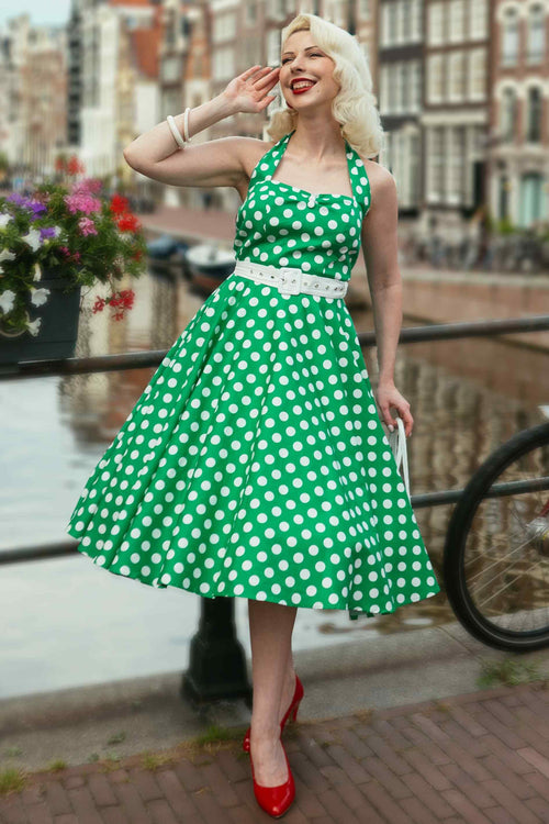 Daisy Green Polka Dot Halter Dress