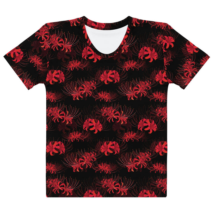 Higanbana gothic tee in red with red spider lilies on black