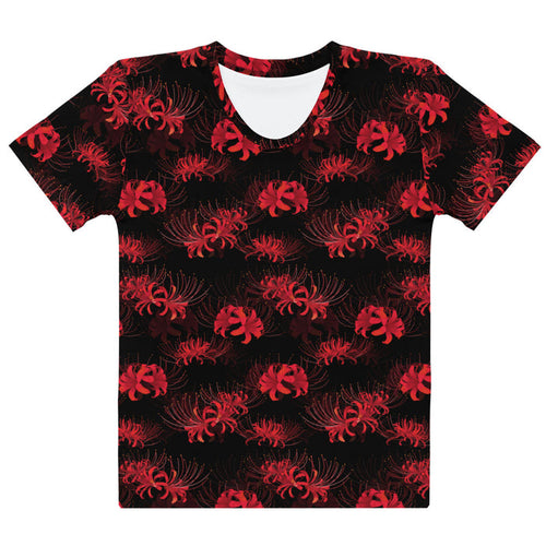 Higanbana gothic tee in red with red spider lilies on black