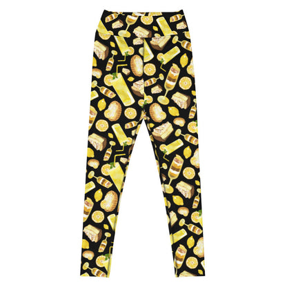 Lemon kawaii high-waisted leggings in yellow with lemon cheesecake and juicy lemon wheels