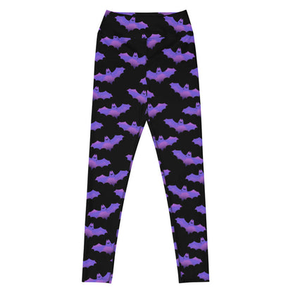Morrigan alternative high-waisted leggings in lavender with painterly bats and tiny crescent moons