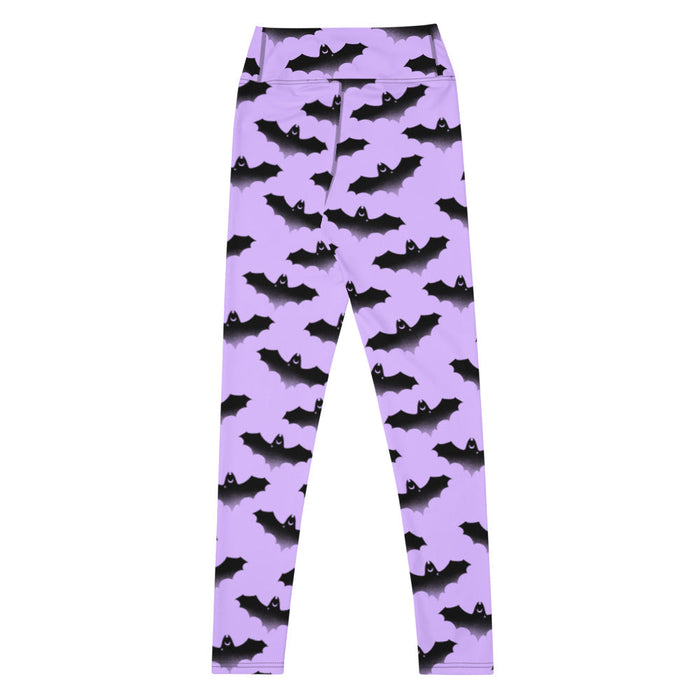 Morrigan alternative high-waisted leggings in lavender with bats and crescent moons