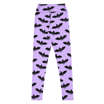 Morrigan alternative high-waisted leggings in lavender with bats and crescent moons
