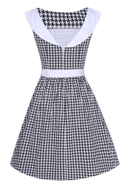 Cindy Houndstooth Roll Collar Dress
