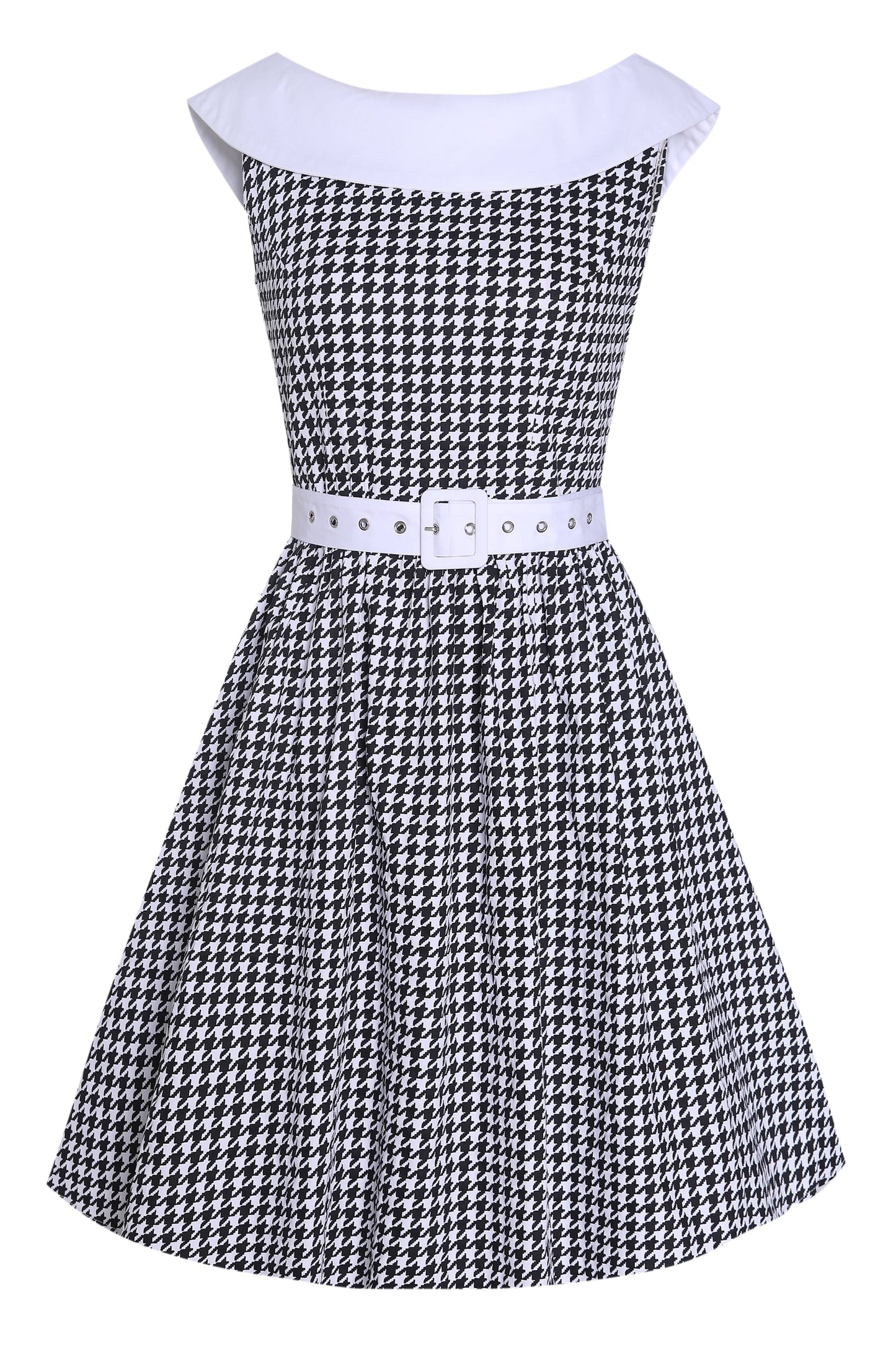 Cindy Houndstooth Roll Collar Dress