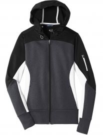 LADIES TECH FLEECE COLORBLOCK FULL ZIP HOODED JACKET