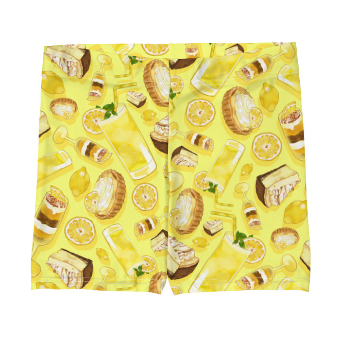 Lemon kawaii shorts in yellow with layered lemon parfaits and fresh mint sprigs