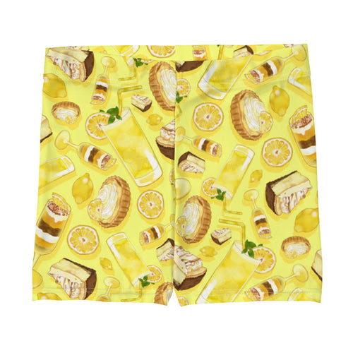 Lemon kawaii shorts in yellow with layered lemon parfaits and fresh mint sprigs