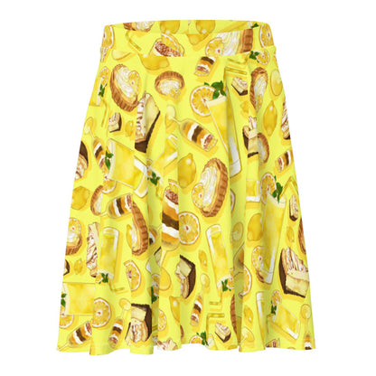 Lemon kawaii skater skirt in yellow with layered lemon parfaits and fresh mint sprigs