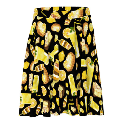 Lemon kawaii skater skirt in yellow with lemon cheesecake and juicy lemon wheels
